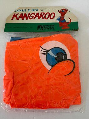 Vintage Inflatable Blow-up 26 inch Orange Kangaroo from Woolworth Woolco NEW